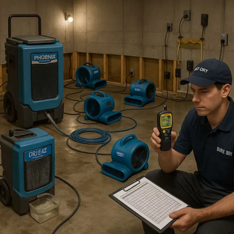 Structural Drying and Dehumidification process in Vassalboro, ME